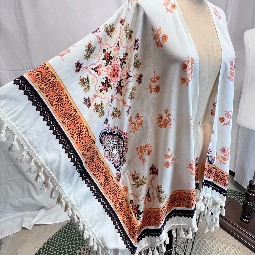 Altar’d‎ State boho duster wrap fringe mandala floral earthy lightweight layer